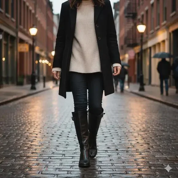 Born Crown Women's Knee-High Leather Boots Black Size 7 - Picture 3 of 16